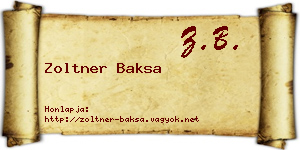 Zoltner Baksa névjegykártya
